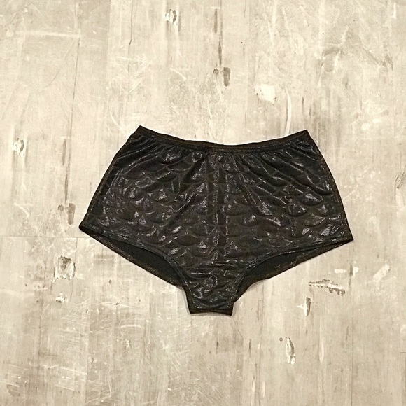 Mermaid Black Metallic Underwear Panties Shorts - Picture 3 of 4